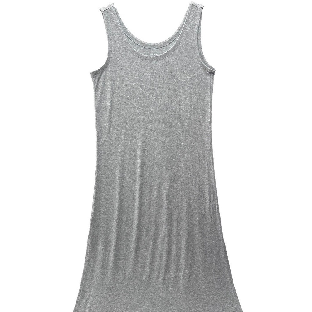 State of Day Intimates S Gray Ribbed Modal Tank Dress Sleeveless Midi Nightgown